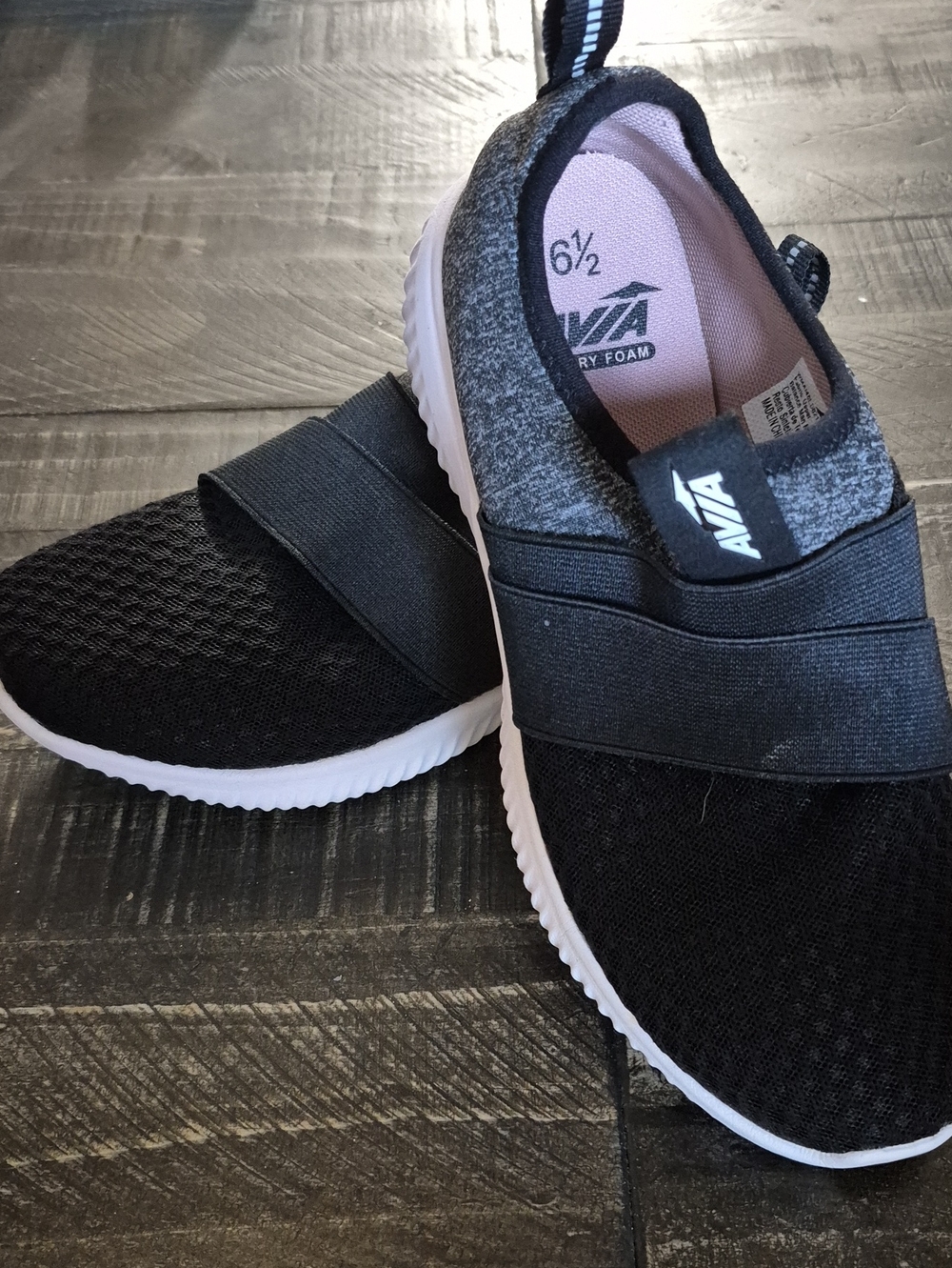 Avia Black & Gray Slip-On Athletic Sneakers